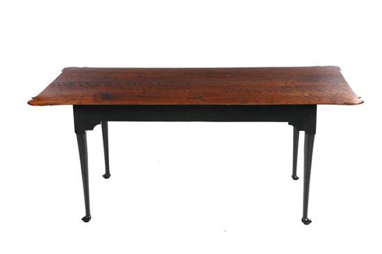 Appraisal: QUEEN ANNE-STYLE DINING TABLE American th century curly maple Black-painted