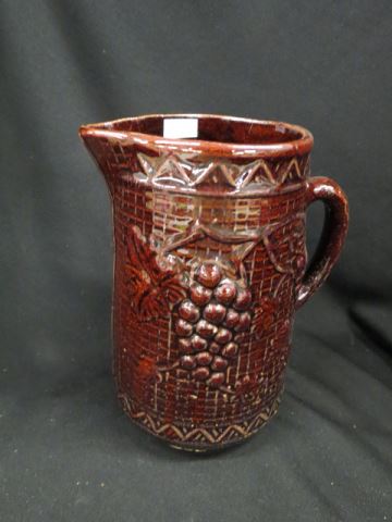 Appraisal: Stoneware Pottery Pitcher grape and lattice decor