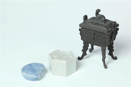 Appraisal: TWO SUITEKI AND AN INCENSE BURNER China late th-early th