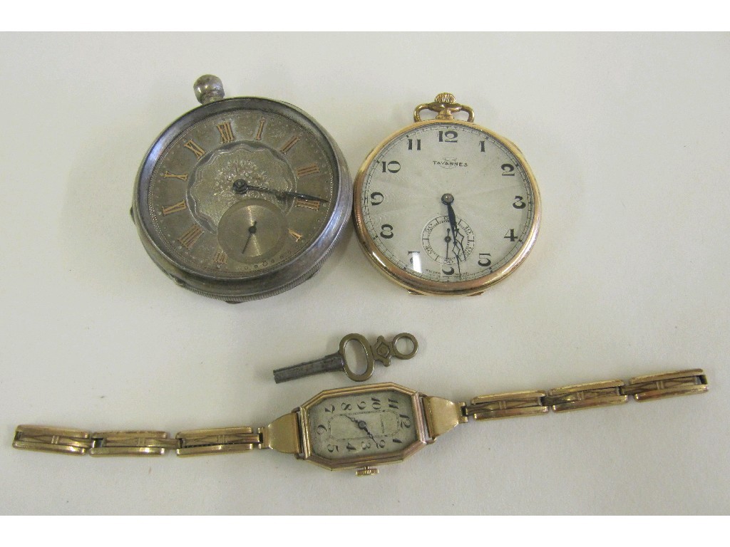 Appraisal: Lot comprising rolled gold cased Tavannes pocket watch silver pocket