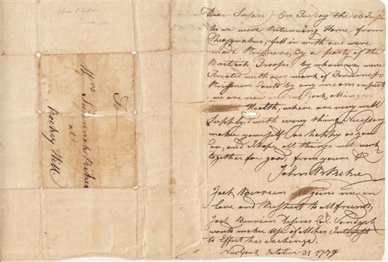 Appraisal: AMERICAN REVOLUTION--NEW JERSEY Riker John Berrien Autograph letter by a