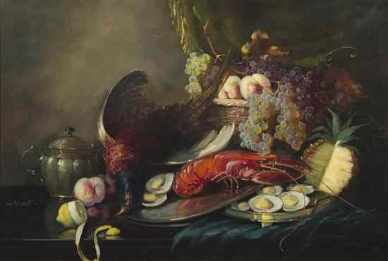 Appraisal: van Brandt th century Still Life with Lobster oil on