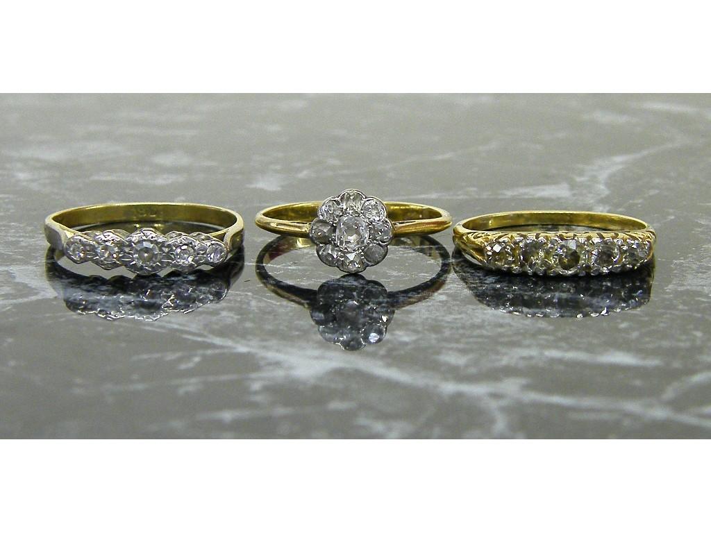 Appraisal: Three period diamond dress rings