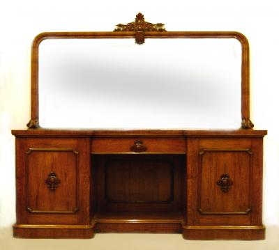 Appraisal: A VICTORIAN POLLARD OAK SIDEBOARD the mirror back with moulded