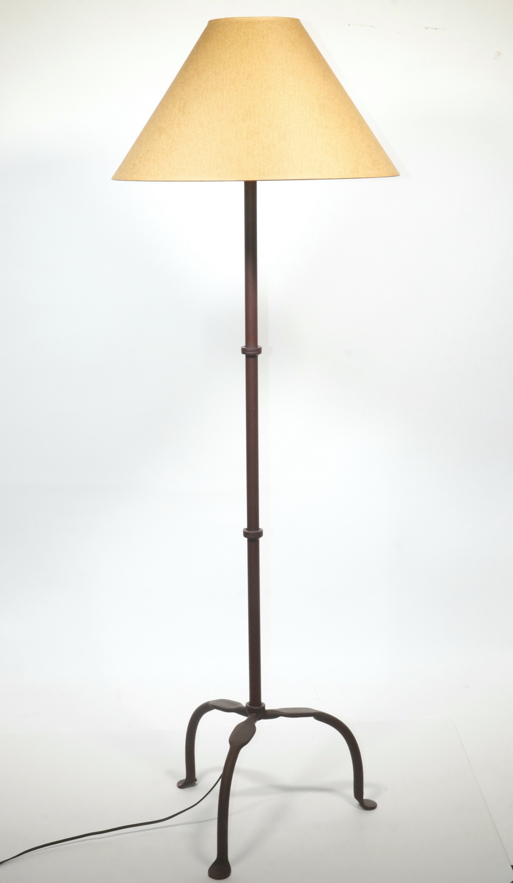 Appraisal: METAL PAINTED FLOOR LAMP WITH PAPER SHADE Metal burgundy painted