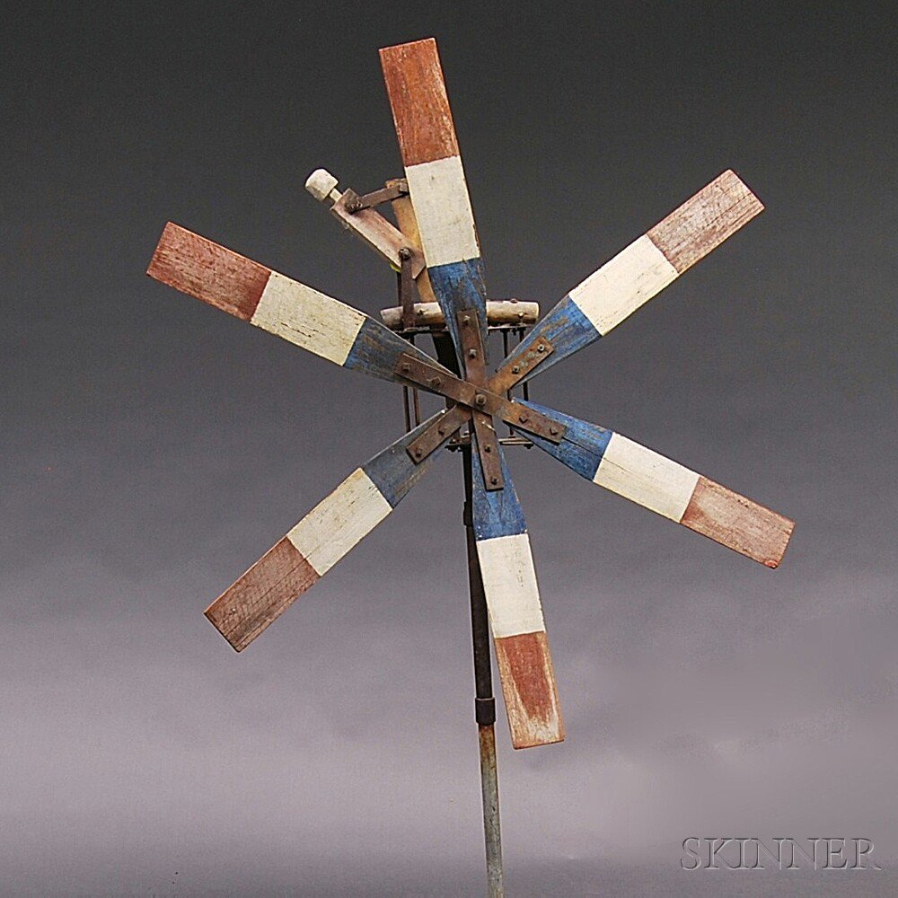 Appraisal: Large Patriotic-painted Whirligig painted red white and blue with a