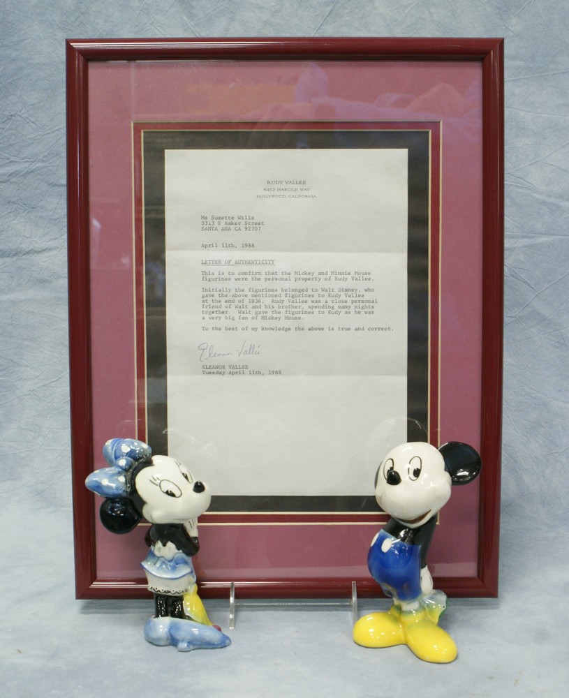 Appraisal: Vintage Disney Mickey Minnie Mouse figurines originally owned by Walt