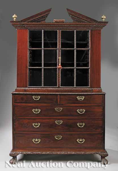 Appraisal: An Edwardian George III-Style Carved Mahogany Bookcase early th c