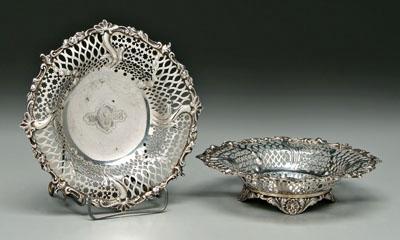 Appraisal: Pair Tiffany sterling bowls openwork sides scroll and shell borders