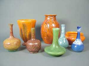 Appraisal: A group of eight Pilkington's Lancastrian vases circa comprising a