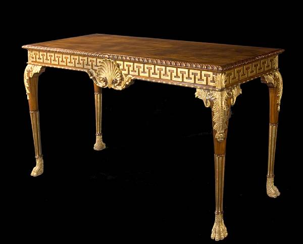 Appraisal: A George II style mahogany and gilt side table The