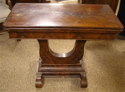 Appraisal: AMERICAN MAHOGANY CLASSICAL CARD TABLE mid- th century the rectangular