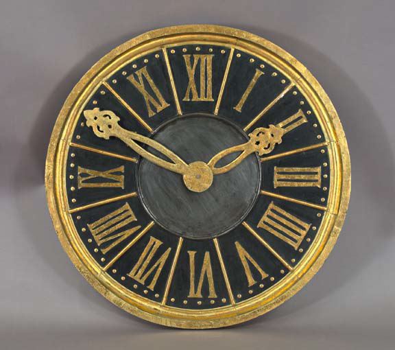 Appraisal: Monumental English Gilt Wrought-Iron and Black-Painted Wood Clock Maker's Sign