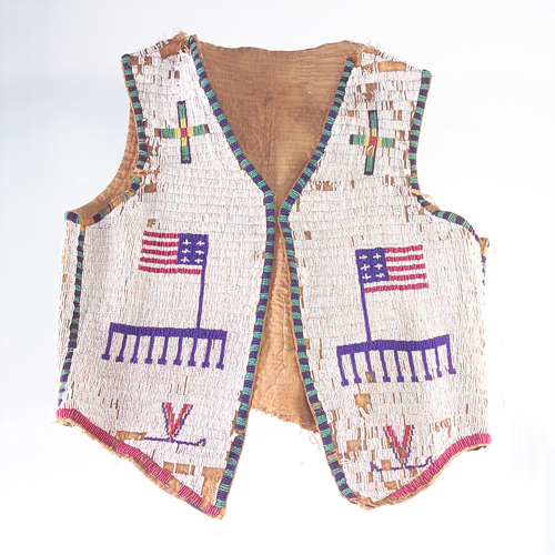 Appraisal: Rare Native American beadwork vest with unusual American Flag motif