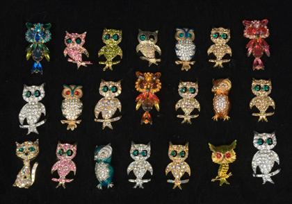 Appraisal: Large assortment of rhinestone owl pins s In various colors