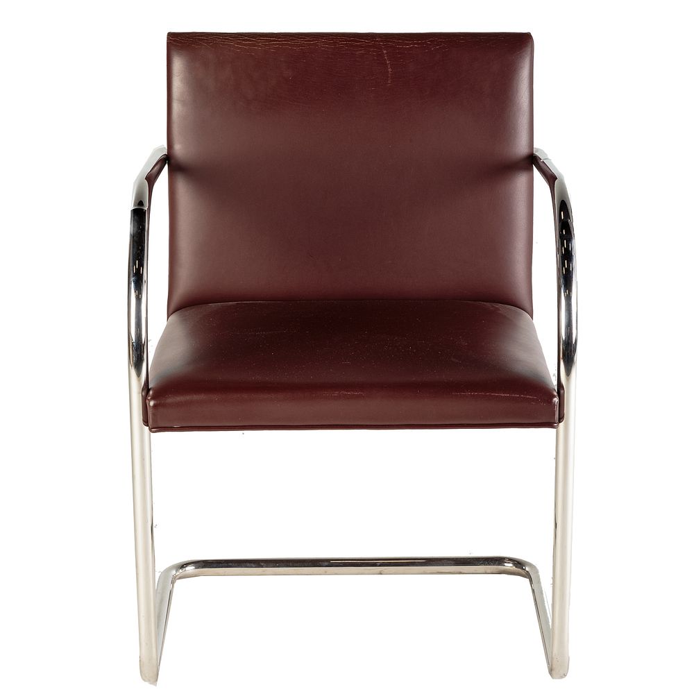 Appraisal: Knoll Contemporary Leather Chrome Arm Chair Tubular Brno Chair designed