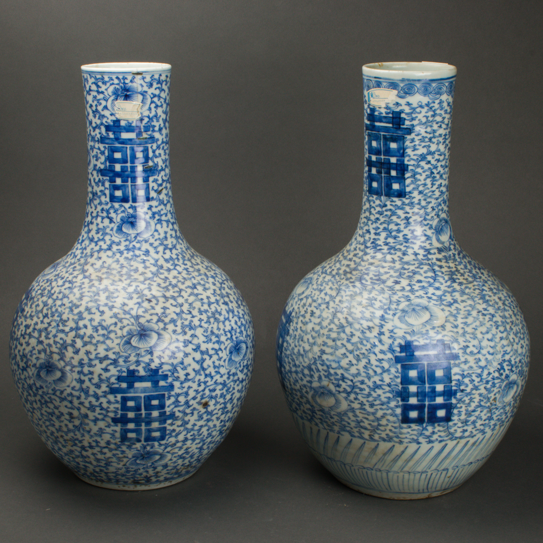 Appraisal: ASSOCIATED PAIR OF CHINESE BLUE AND WHITE GLOBULAR VASES Associated