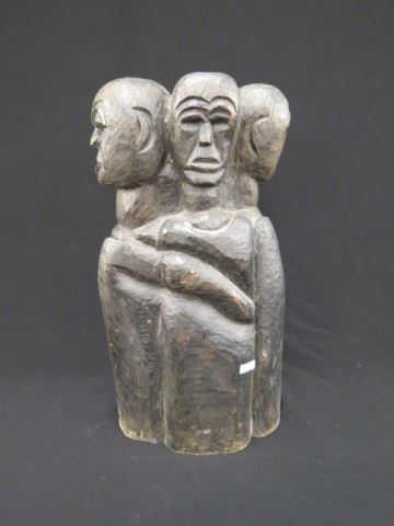 Appraisal: Carved Wooden Statue four figures back to bcak tall