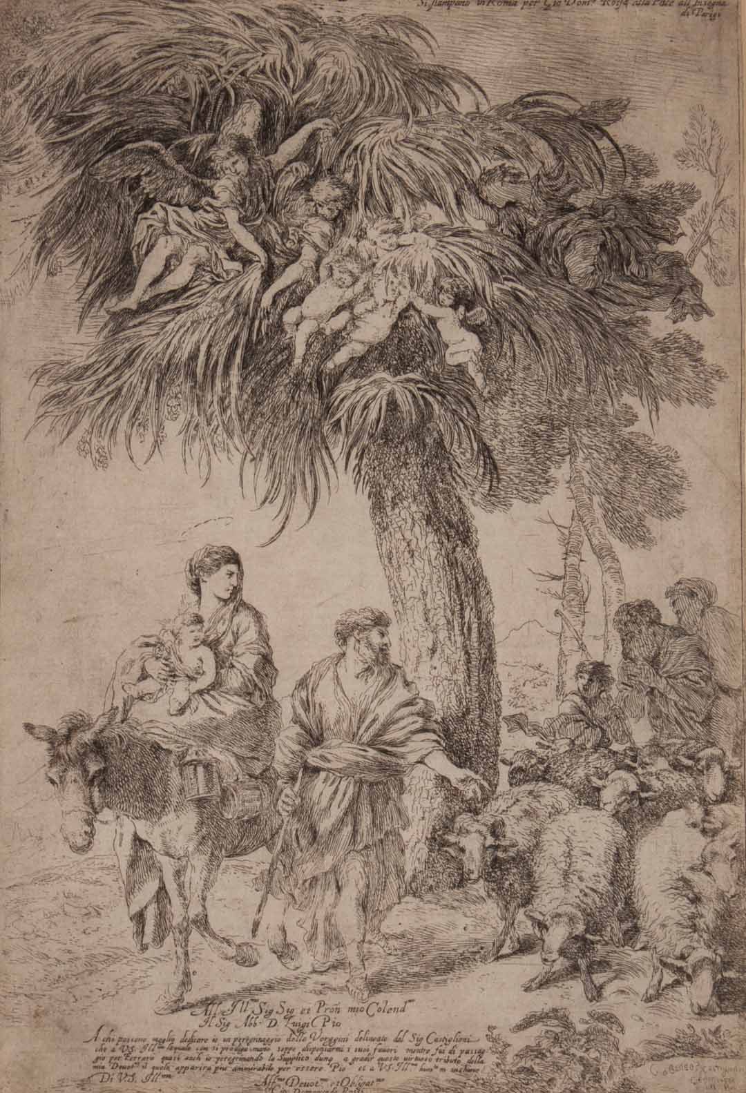 Appraisal: G B Castiglione The Flight into Egypt etching Giovanni Benedetto