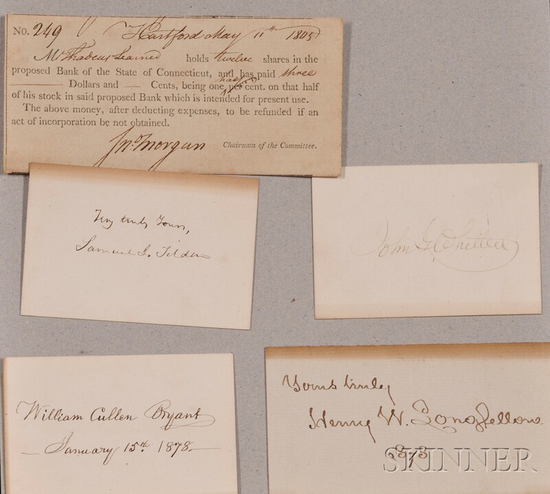 Appraisal: Autographs th Century Group of five signature cards each on