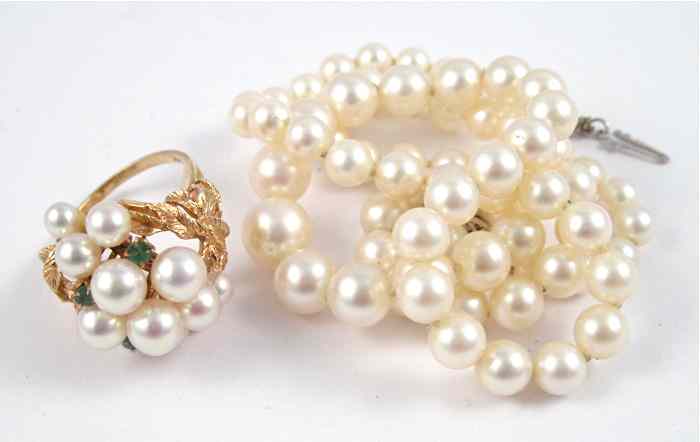 Appraisal: TWO ARTICLES OF PEARL JEWELRY including a - inch necklace