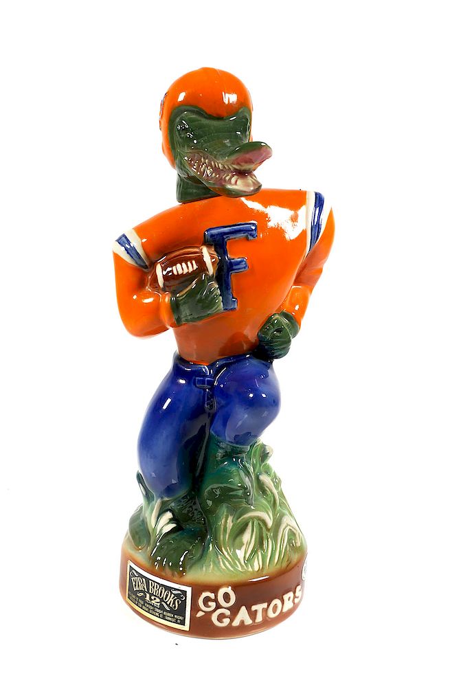 Appraisal: GAINESVILLE Florida Gators Football Decanter Vintage Ezra Brooks bourbon whiskey