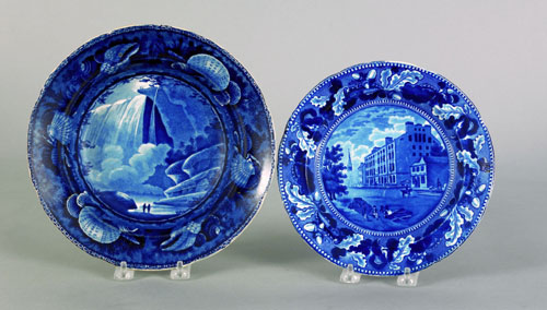 Appraisal: Historical blue Staffordshire soup bowl and plate th c depicting