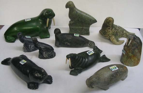 Appraisal: A GROUPING OF TEN HARDSTONE AND OTHER SCULPTURES mostly seals