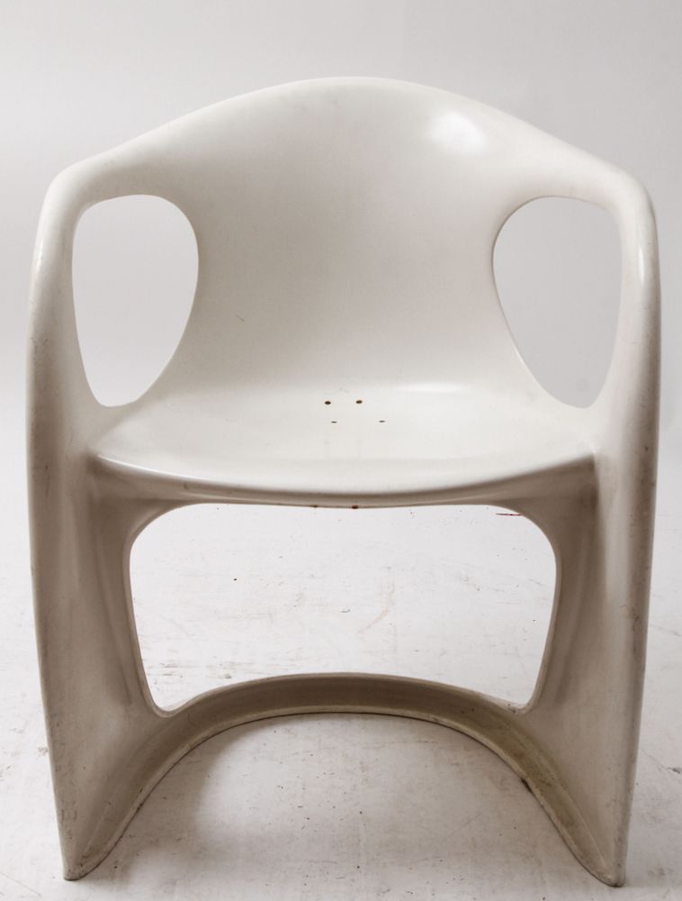 Appraisal: Joe Colombo Manner White Plastic Open Armchair Joe Colombo manner