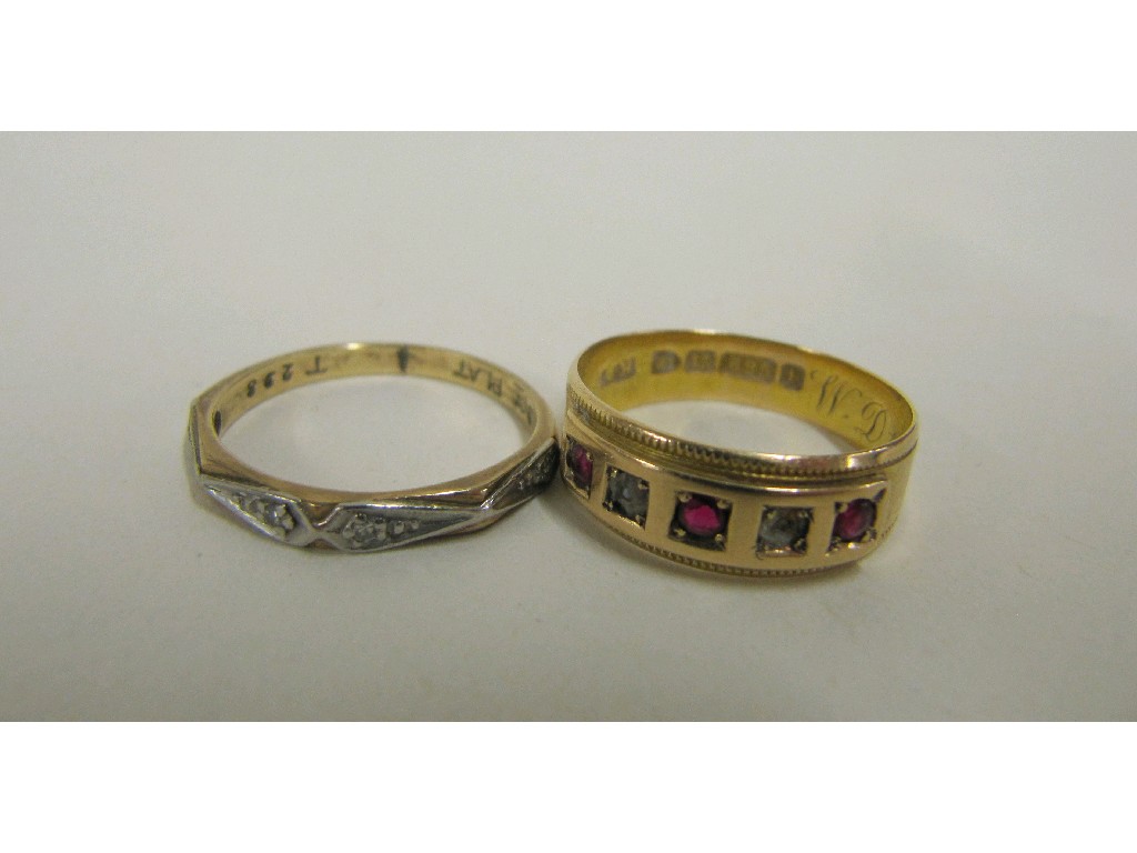 Appraisal: Lot comprising a ct gold and platinum diamond set band