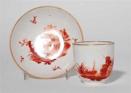 Appraisal: CUP AND SAUCER WITH LANDSCAPE DECORATION Frankenthal circa - The