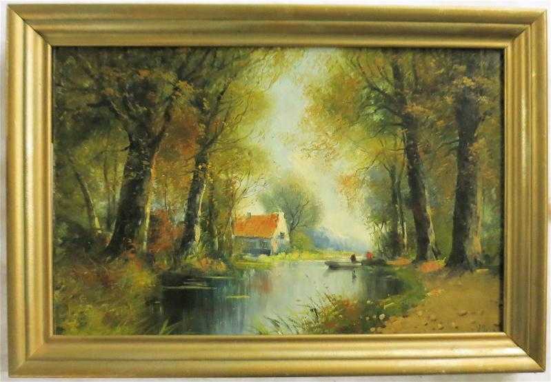 Appraisal: LOUIS VILLERS OIL ON CANVAS France th th century River