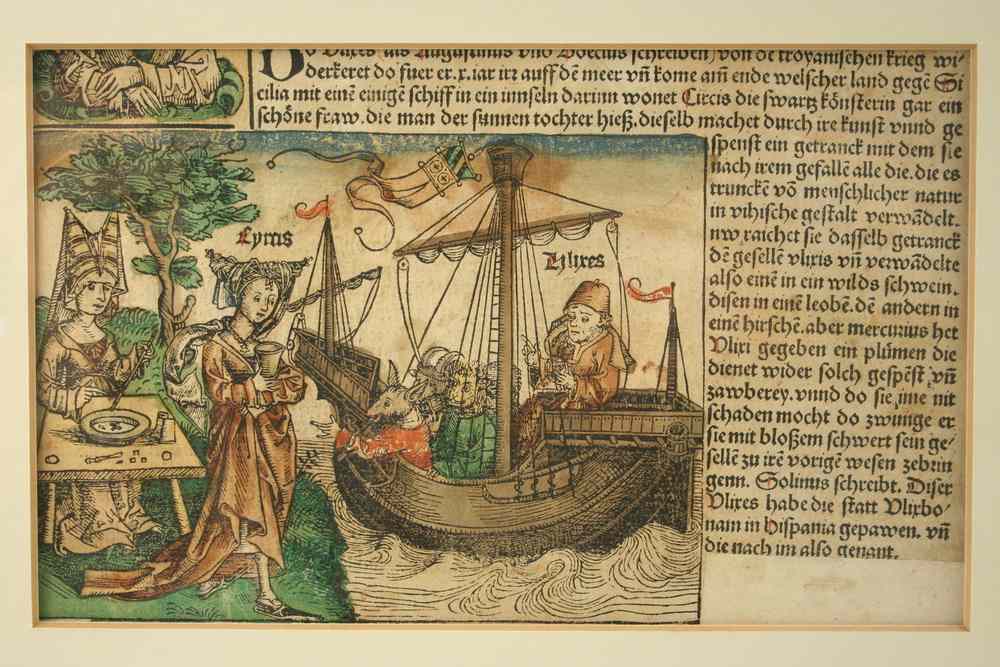 Appraisal: LEAF FROM THE NUREMBERG CHRONICLE - Woodcut with color from