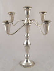 Appraisal: A five light American four arm silver candelabrum ht cm