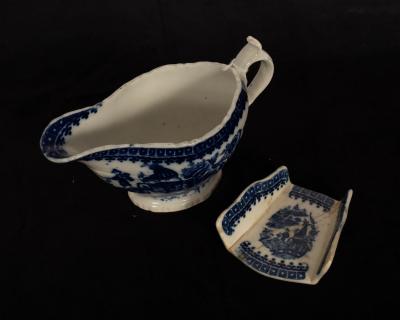 Appraisal: An th Century Worcester blue and white fisherman pattern sauce