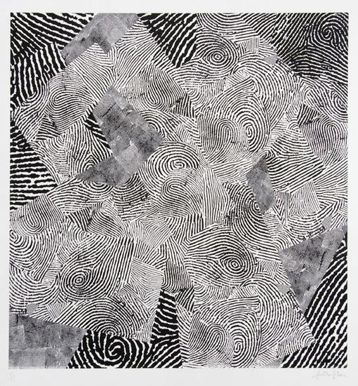 Appraisal: Hilda ShenUntitled black and white finger prints Giclee print with