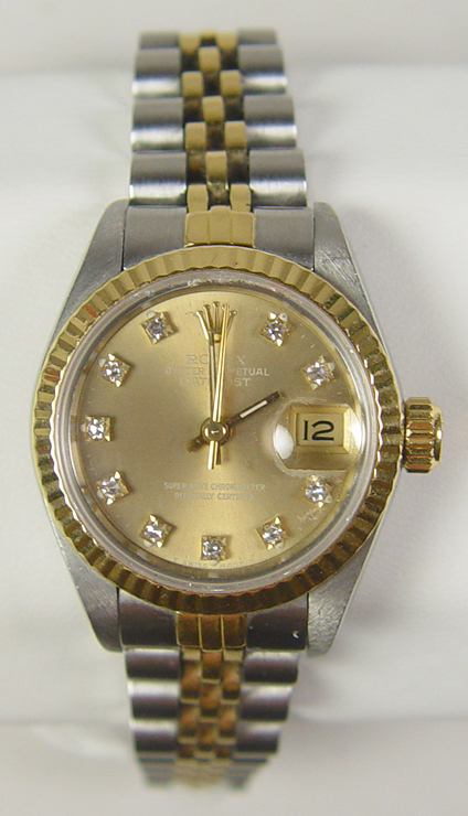 Appraisal: Ladies Sterling Silver Gold Rolex Watch Circa Datejust model Sterling