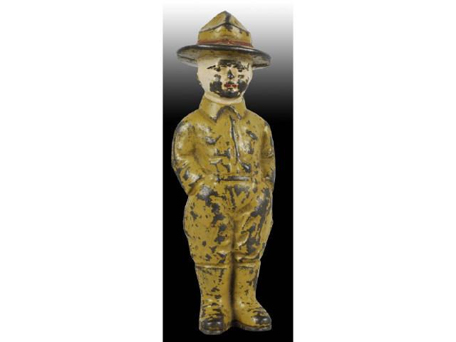 Appraisal: Cast Iron Doughboy Soldier Still Bank Description Gray Iron Casting