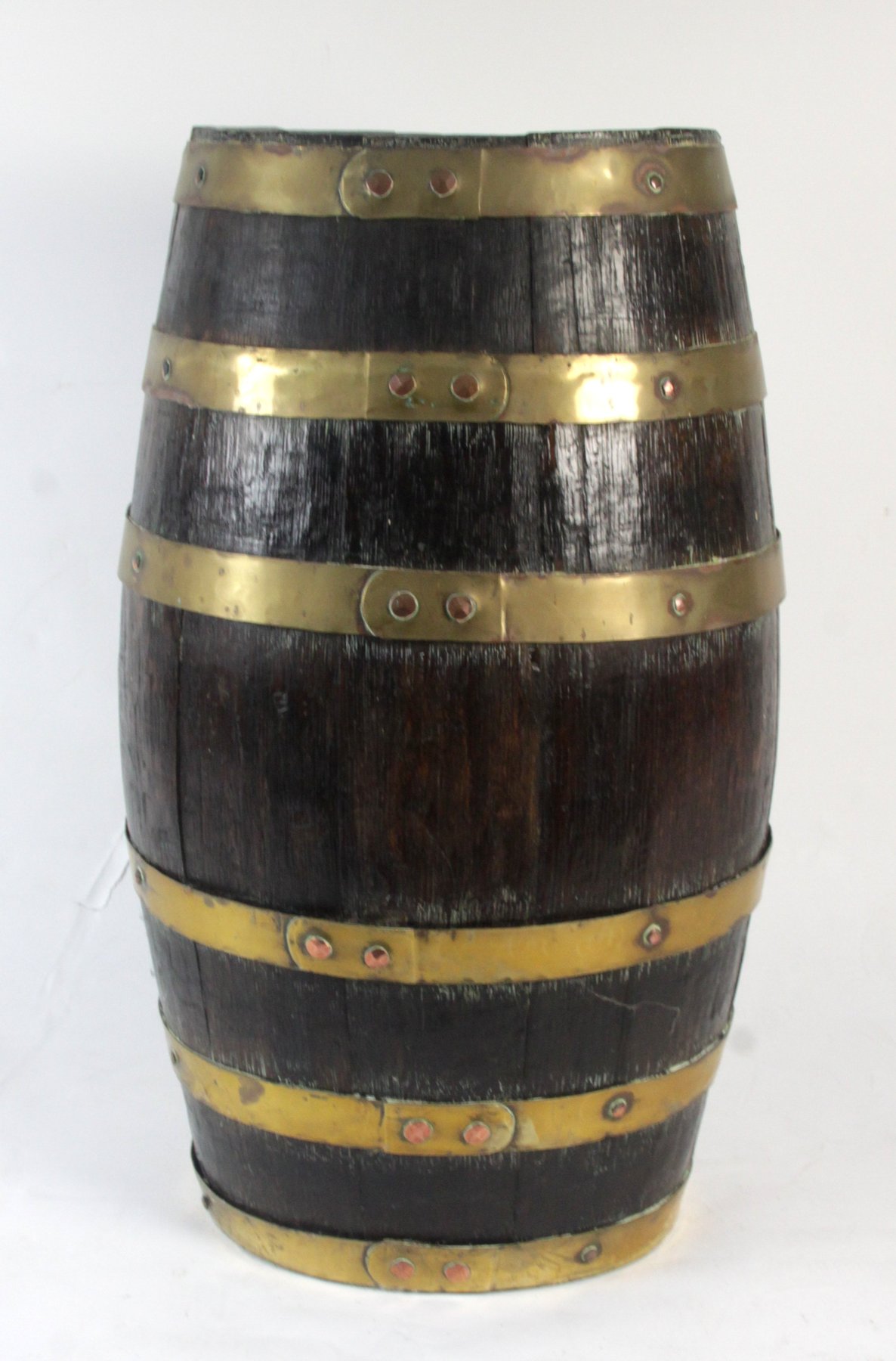 Appraisal: A brass bound coopered stick barrel cm high