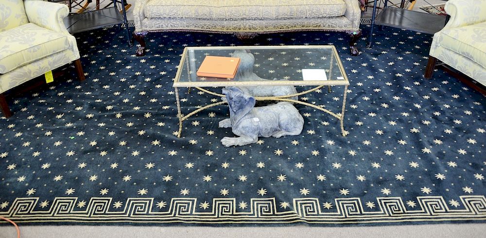 Appraisal: Handmade wool carpet with stars ' x ' Handmade wool