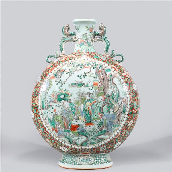 Appraisal: Large Chinese famille verte enameled porcelain vase with scholars to