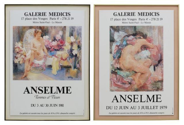 Appraisal: lot of Framed gallery exhibition posters Marcel Anselme French -