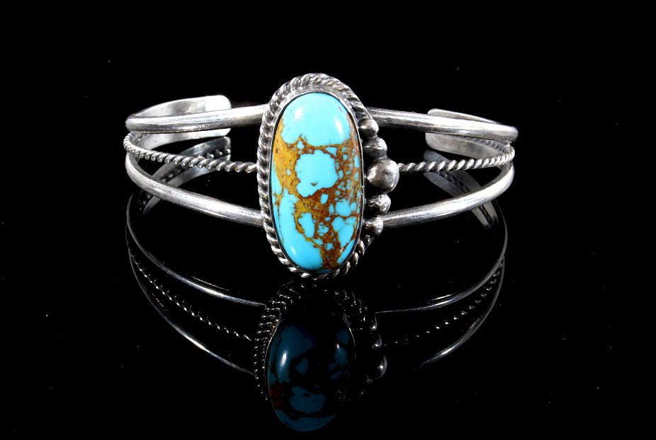 Appraisal: Navajo Sterling Silver Turquoise Bracelet For your consideration is this