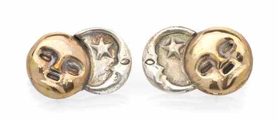 Appraisal: A Pair of Sterling Silver and Copper Sun and Moon