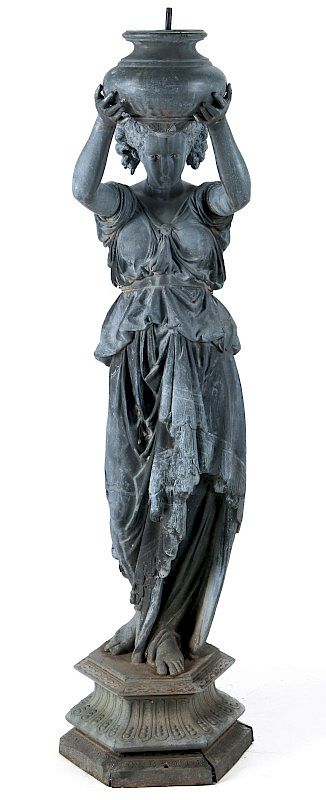 Appraisal: A LIFE-SIZED TH C ZINC CLASSICAL MAIDEN WITH URN A