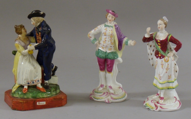 Appraisal: th Century Staffordshire Figural Group Depicting The Return and a