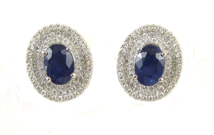 Appraisal: PAIR OF SAPPHIRE AND DIAMOND EARRINGS each k white gold