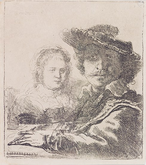 Appraisal: REMBRANDT VAN RIJN Self Portrait with Saskia Etching x mm