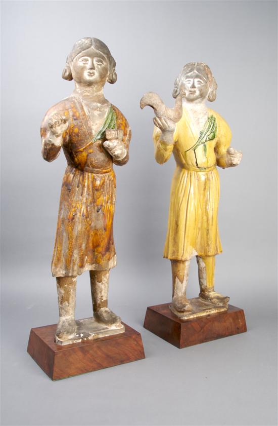 Appraisal: A Group of Two Chinese Grooms Men Tomb Figures Height