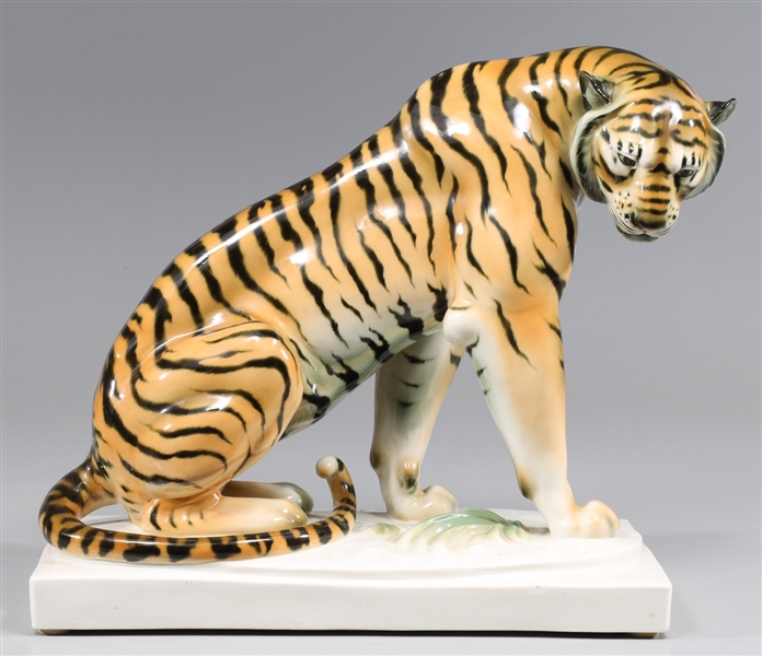 Appraisal: Vintage Scwarzburger Werkstatten porcelain sitting tiger marked A S T